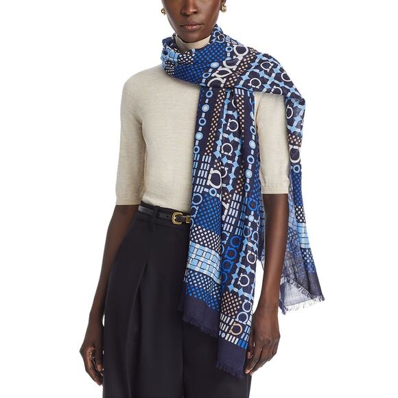 Salvatore Ferragamo Unisex St. Newkiltblu Marine Wool Scarf